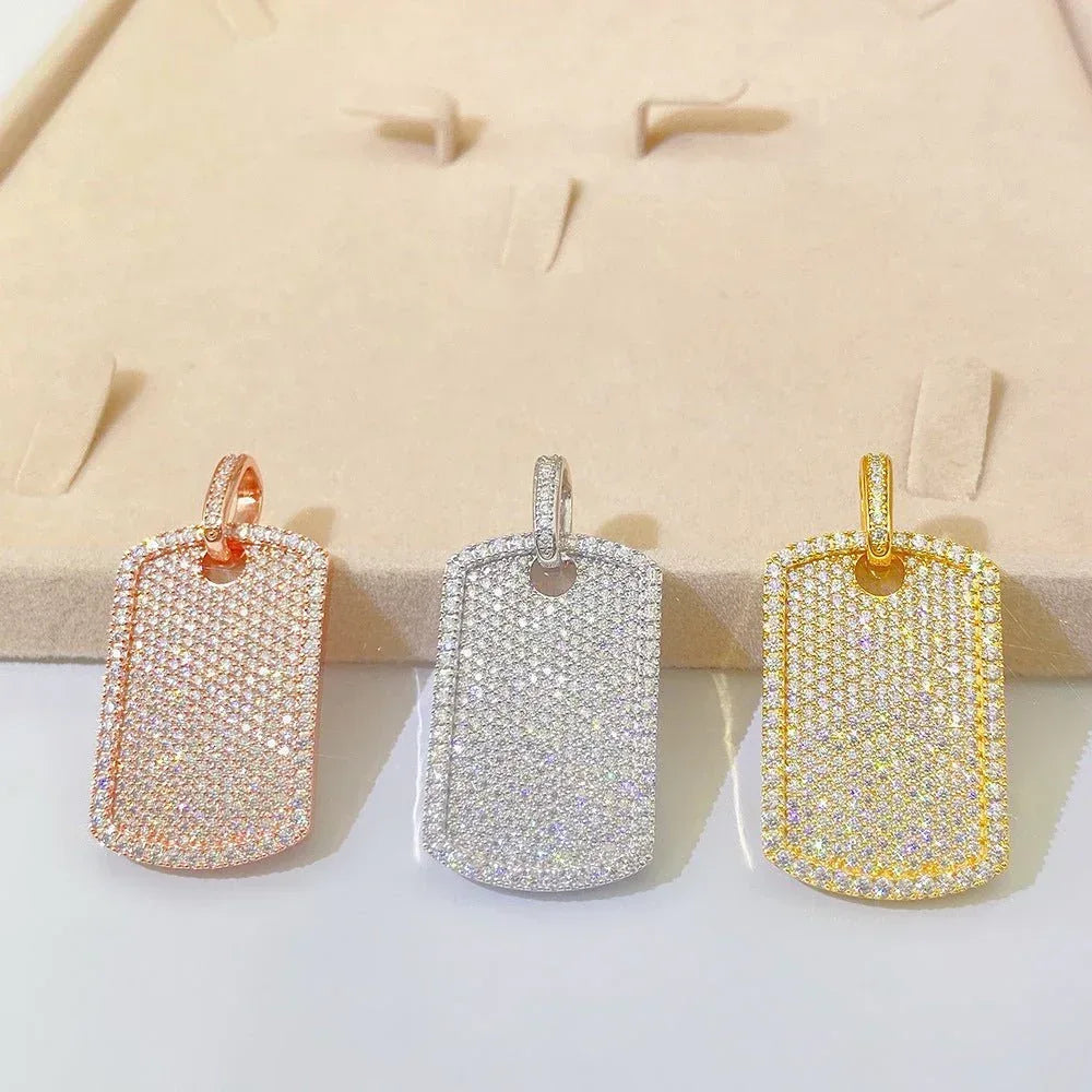 New S925 Silver Moissanite Rectangular Pendant Necklace – Sparkling, High-Quality Jewelry - CaratixJewelry